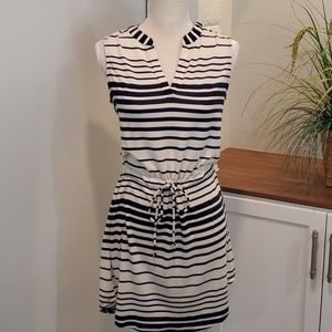 Sleeveless Navy and Cream Dress, Size Small